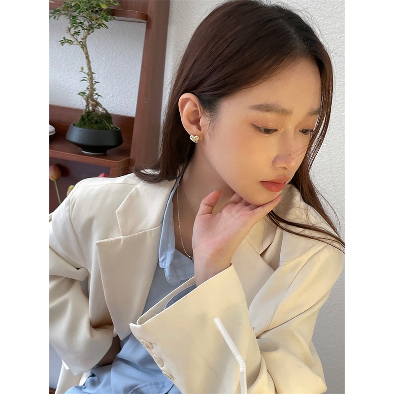 Bông Tai Mạ Bạc Hình Trái Tim Thời Trang Mới 2023