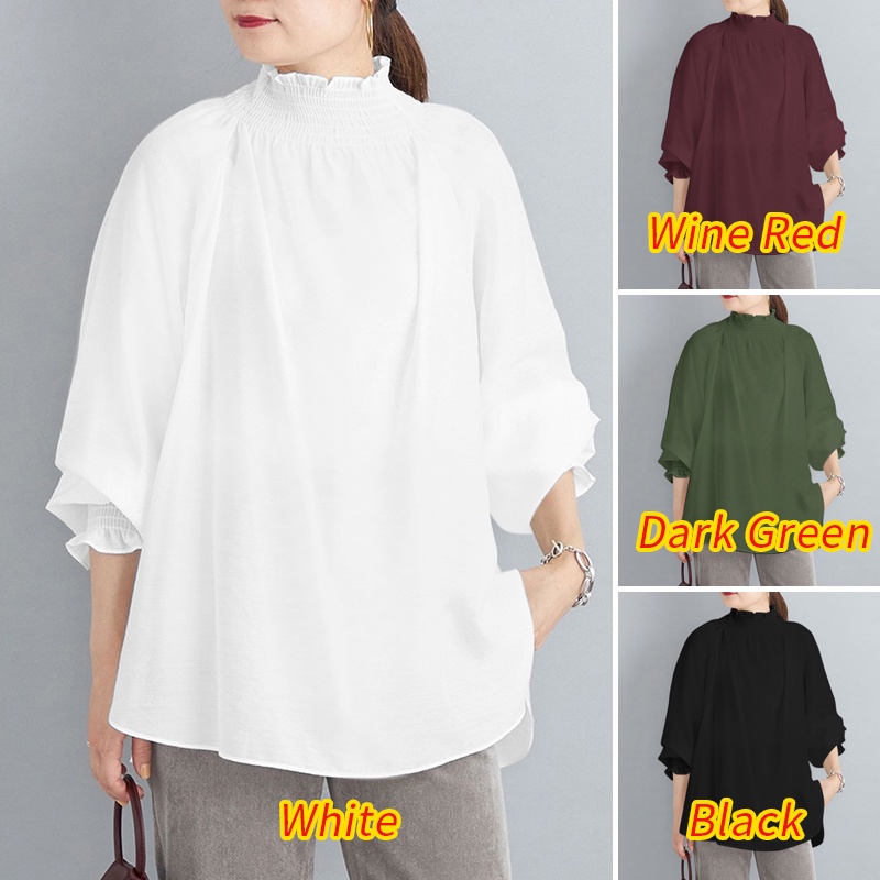 Áo kiểu nữ ZANZEA dài tay cổ bẻ thời trang Hàn Quốc