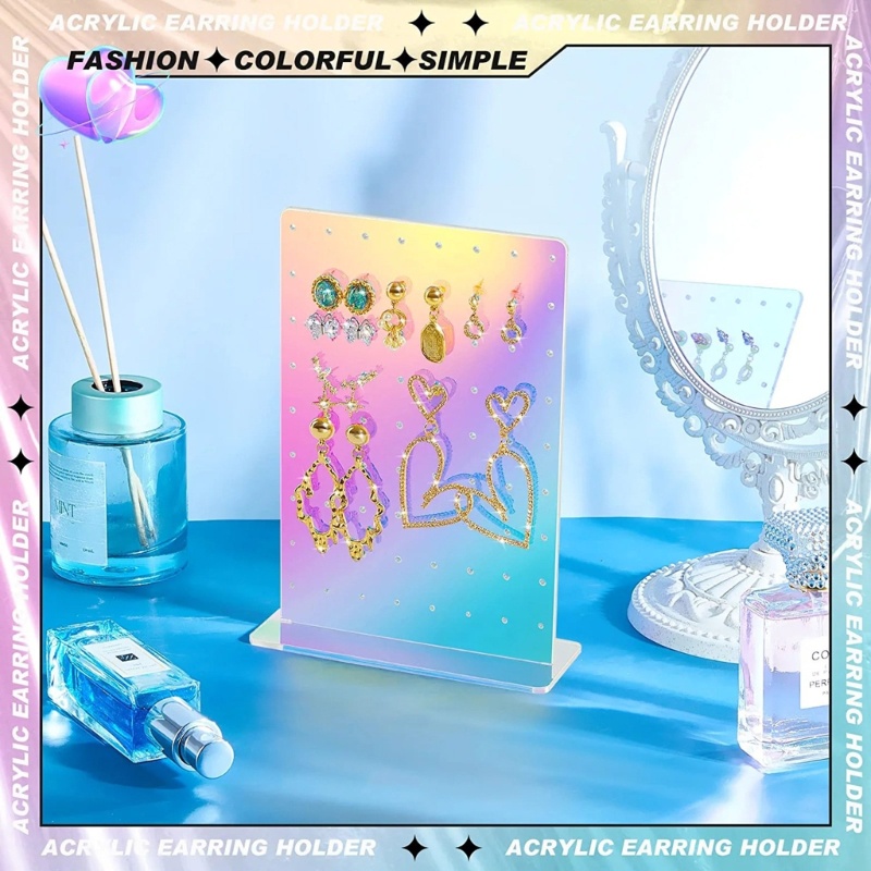 Giá Đỡ Bông Tai Hình Chữ Nhật Bằng Acrylic Thiết Kế Đục Lỗ Độc Đáo