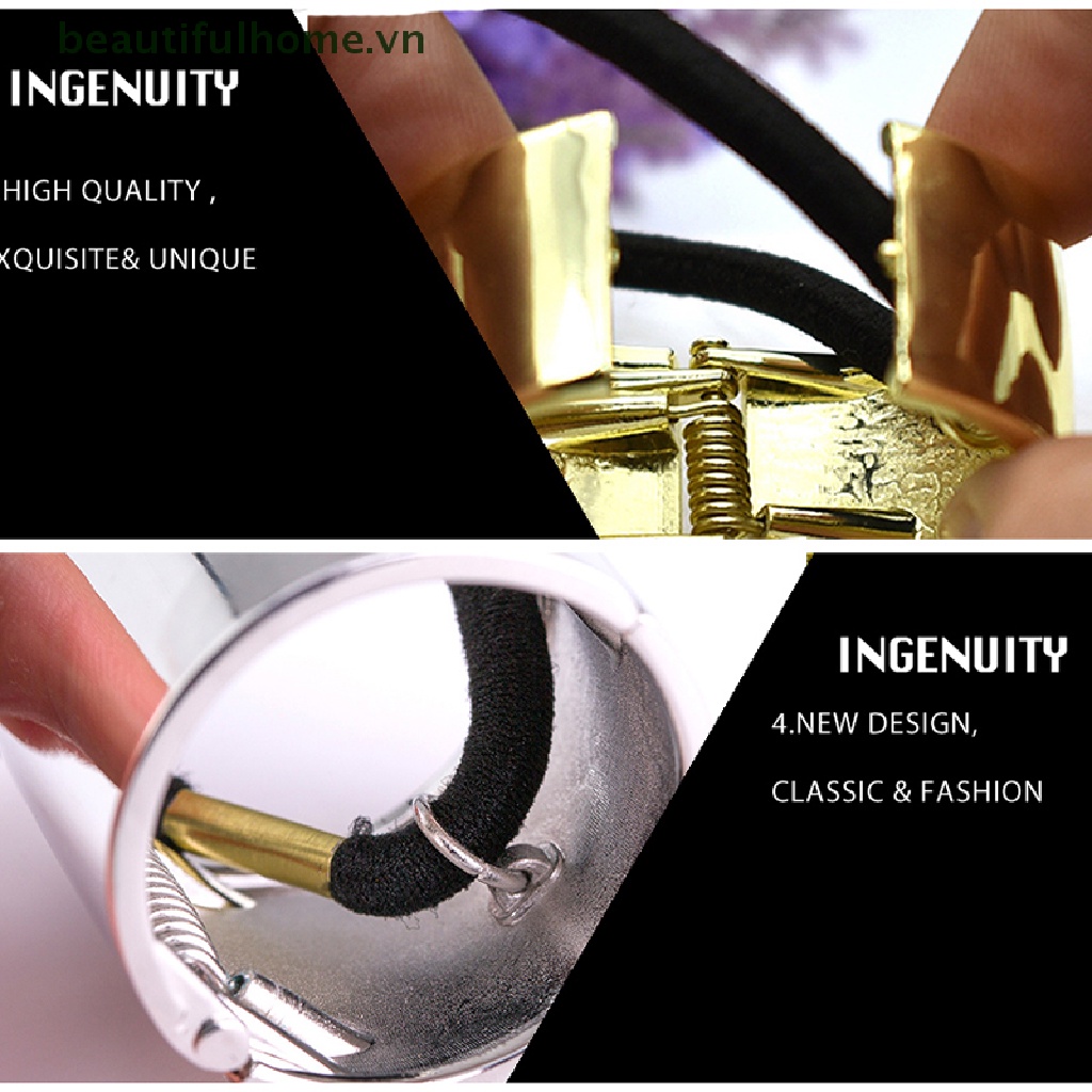 Dây Cột Tóc Đuôi Ngựa Bằng Kim Loại Co Giãn Sang Trọng Cho Nữ