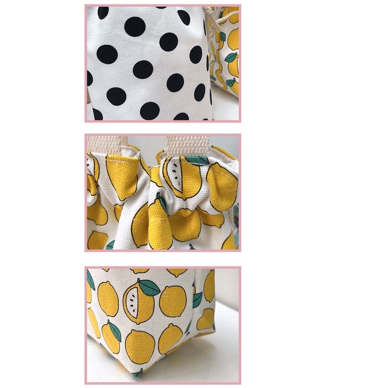 Túi đựng cốc, ly bình nước giữ nhiệt túi vải dù Canvas dày dặn họa tiết độc đáo rõ nét cầm tay đi chơi HSU