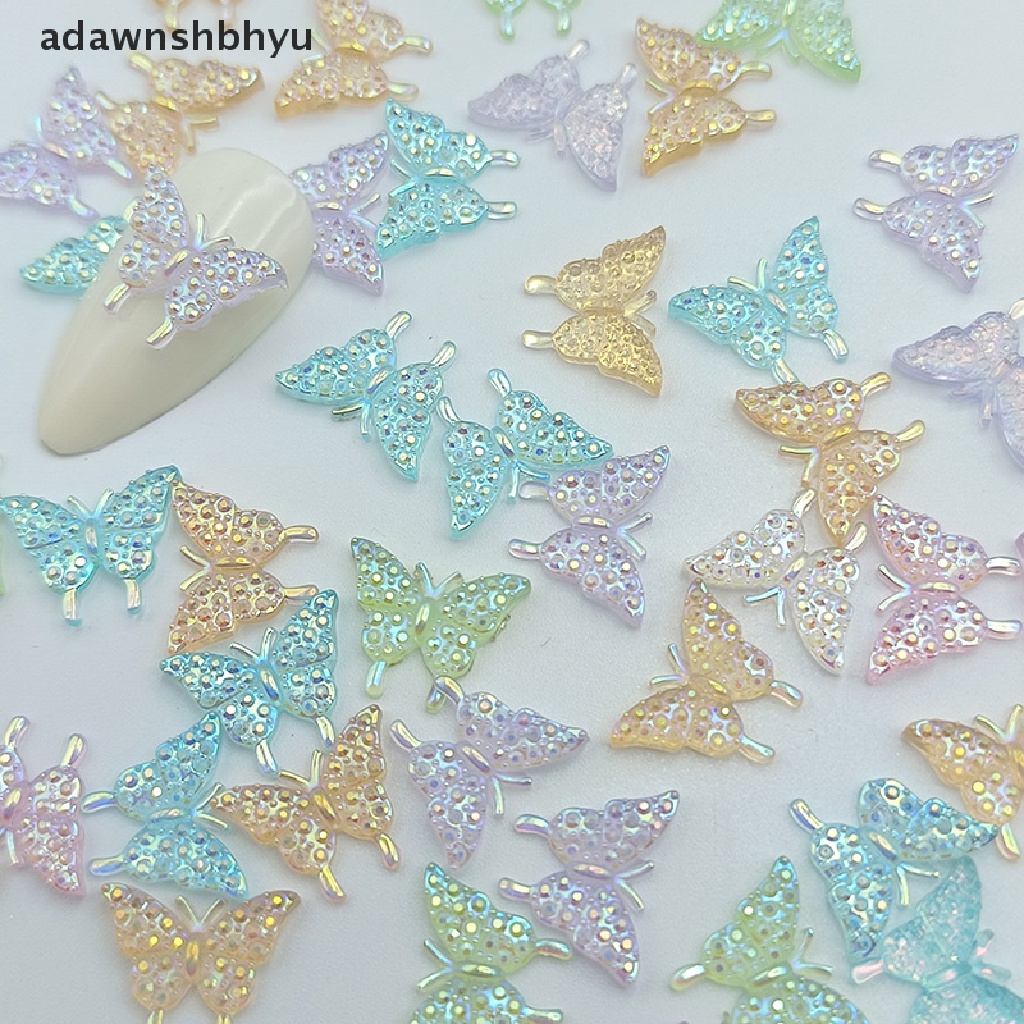 Set 50 Phụ Kiện Trang Trí Móng Tay Hình Bướm 3D Nhiều Màu Sắc