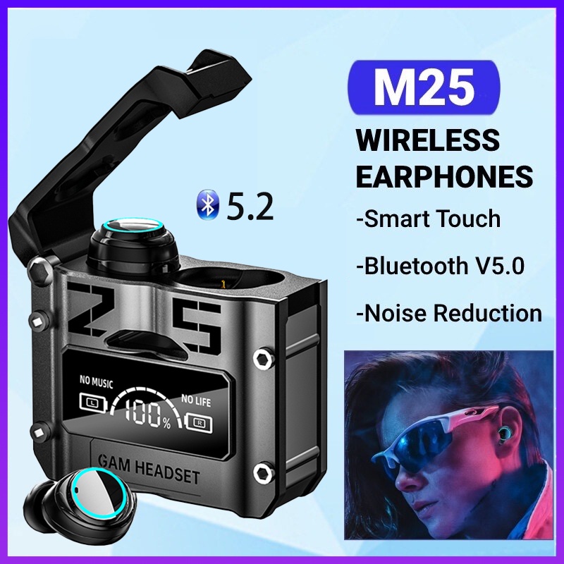 Tai Nghe Bluetooth 5.2 Không Dây Âm Thanh HiFi M25 Hình Viên Thuốc Con Nhộng Kỹ Thuật Số