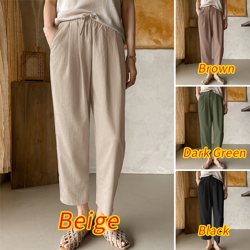Zanzea Quần Dài Lưng Thun Cột Dây Màu Trơn Phong Cách Hàn Quốc Thời Trang Cho Nữ
