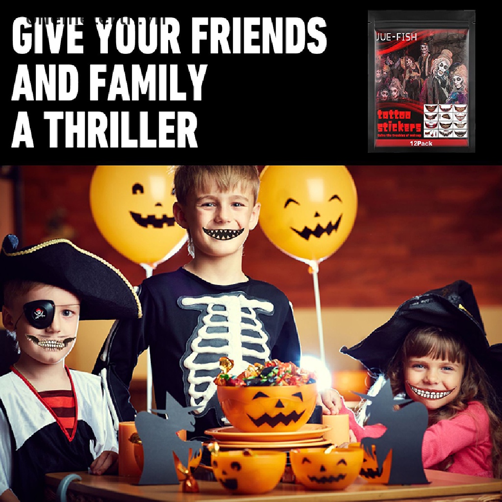 Set 12 Hình Xăm Dán Chống Nước Hình Chú Hề Kinh Dị Hóa Trang Halloween