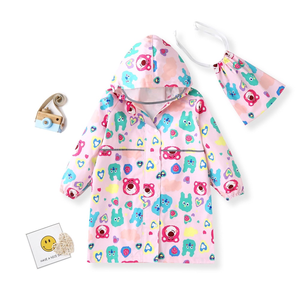 Áo Mưa In Hình Gấu Hoạt Hình Trọng Lượng Nhẹ Chất Lượng Cao Cho Bé Gái