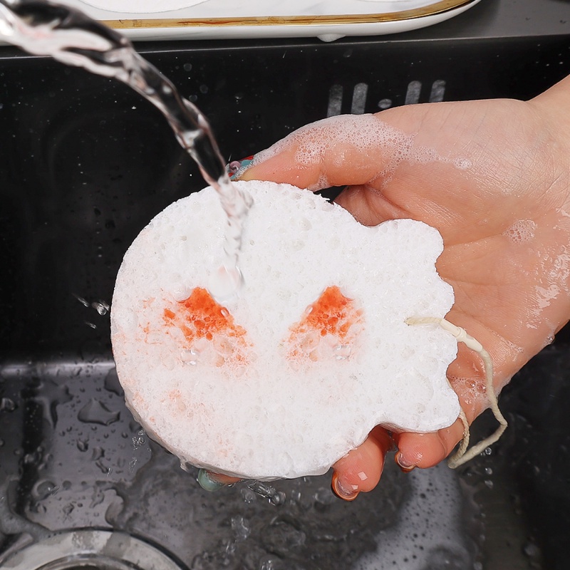 Miếng Xốp Rửa Chén Dạng Nén Hình Thỏ May Mắn Siêu Thấm Có Thể Tái Sử Dụng