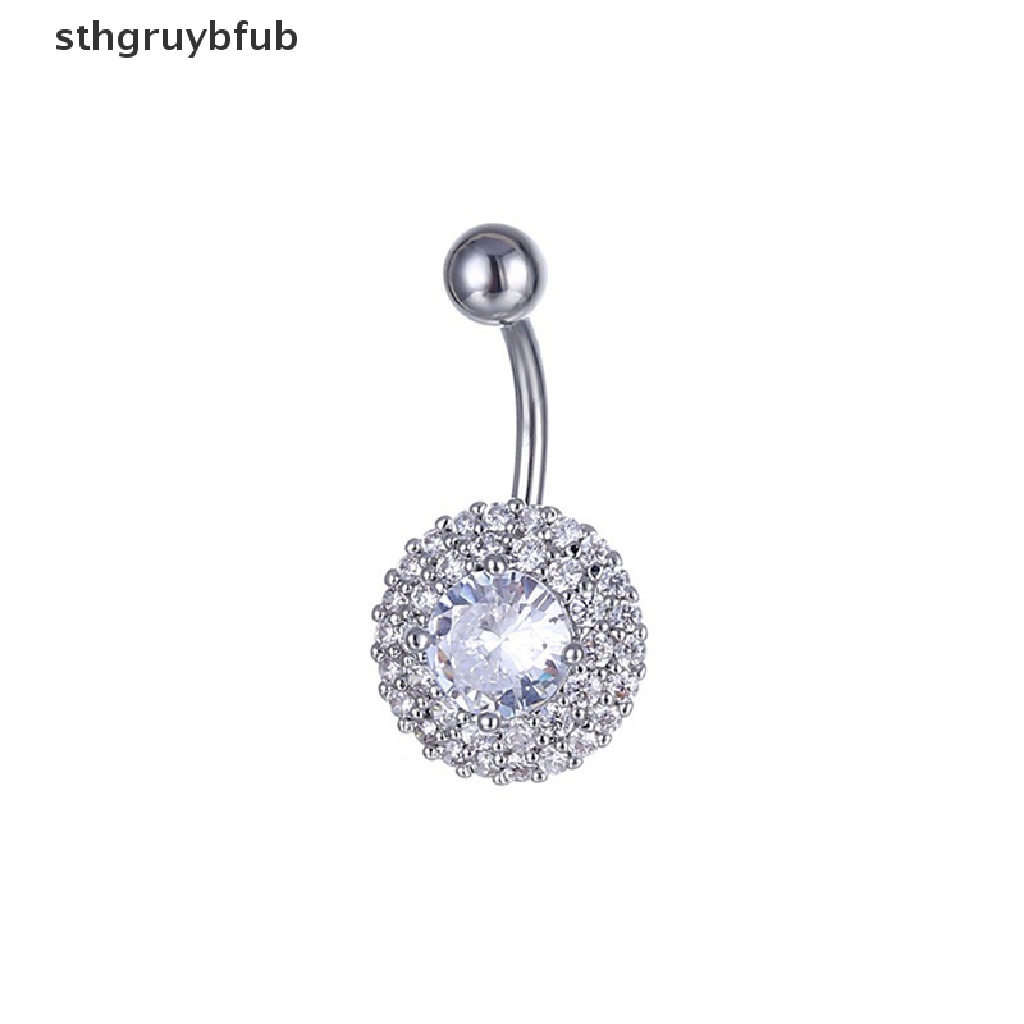 Khuyên Rốn Bằng Thép Không Gỉ Hình Hoa Đính Đá Zircon Quyến Rũ