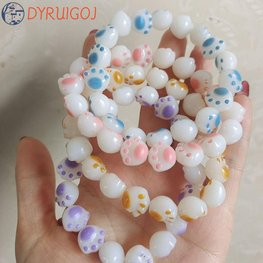 Vòng Tay Chuỗi Hạt Resin Hình Dấu Chân Mèo Thời Trang Cho Nữ