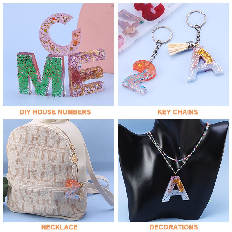 Bộ Khuôn Silicone Làm Móc Khóa / Đồ Trang Sức Hình Chữ Cái DIY