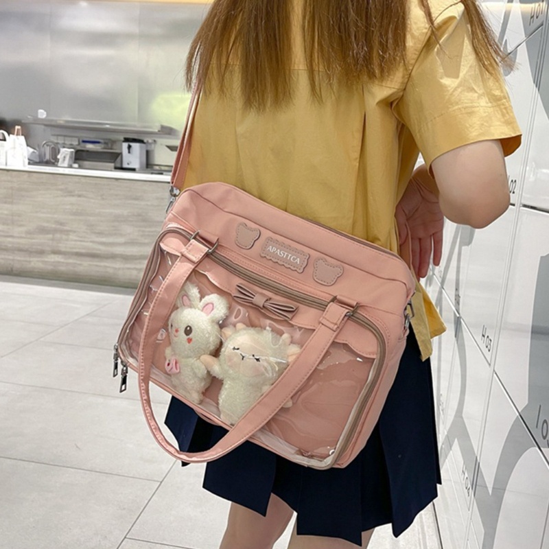 Túi Đeo Chéo Trong Suốt Phối Nơ Dễ Thương Phong Cách Nhật Bản Cho Nữ