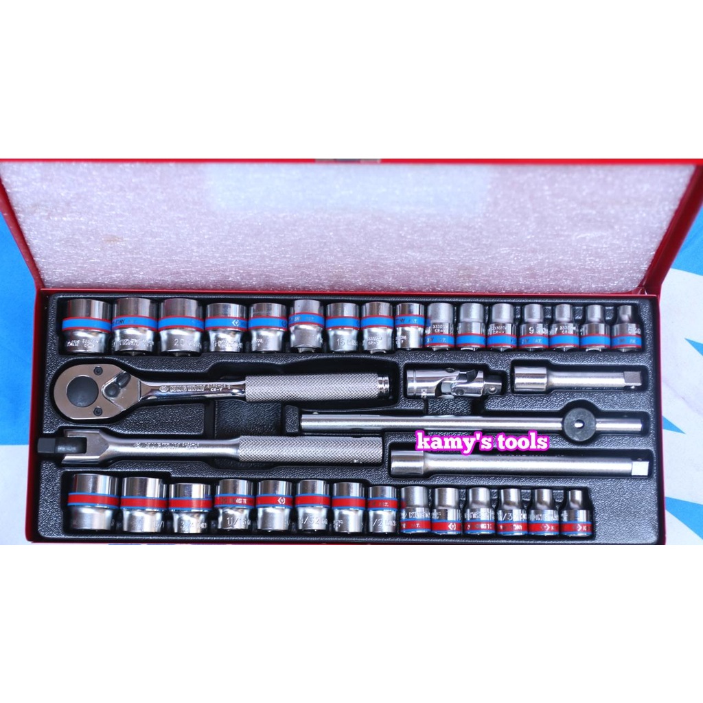 Bộ tuýp 3/8 inch Kingtony 3036CR 12 cạnh 36 chi tiết hệ inch và hệ mét [FREESHIP EXTRA]