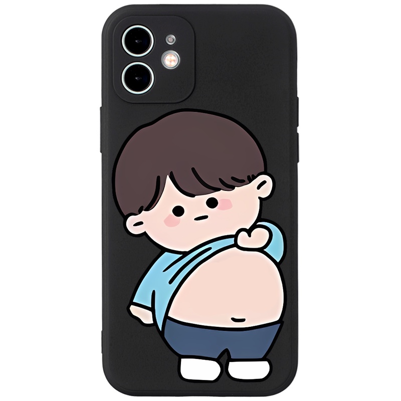 Ốp điện thoại JEERO đen ngộ nghĩnh hoạt hình cặp đôi dễ thương đẹp mềm Cho iPhone 15 14 13 12 11 Pro Max SE 2020 X XR XS 8 7 ip 6S 6 Plus kute HFE2060