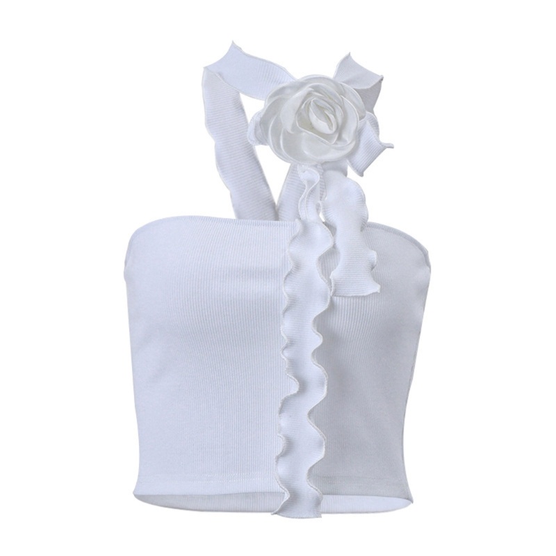 Áo Croptop Trễ Vai Màu Trơn Họa Tiết Hoa Phong Cách Vintage Dành Cho Nữ