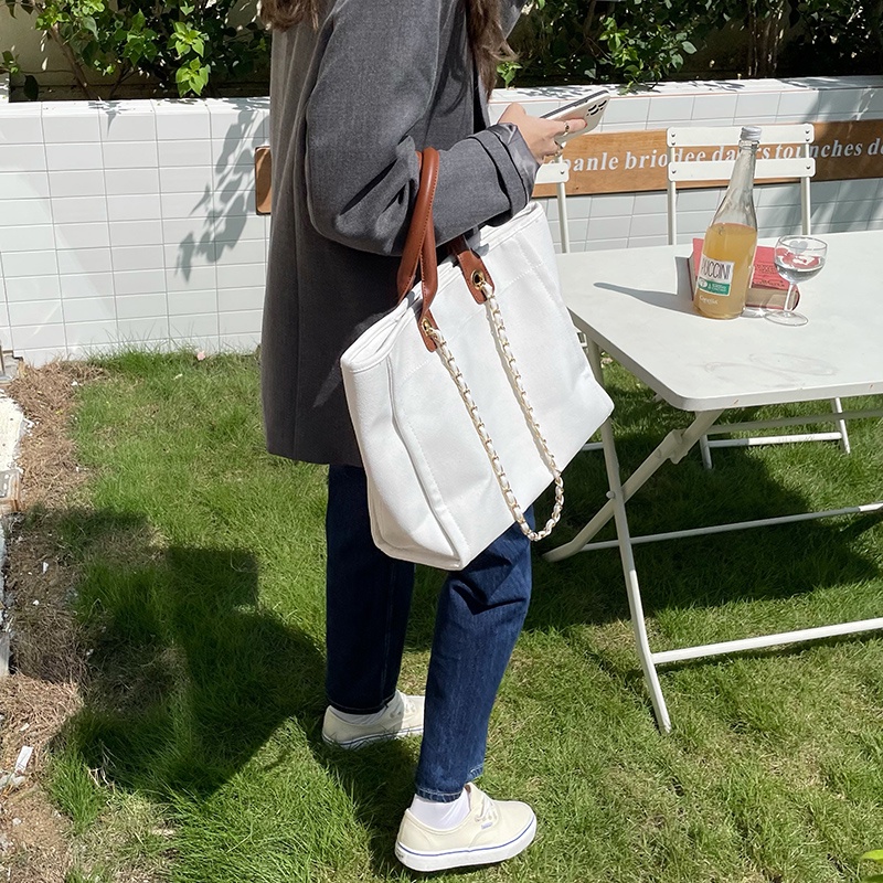 Túi Xách canvas Sức Chứa Lớn Phong Cách Hàn Quốc Đơn Giản Cho Nữ