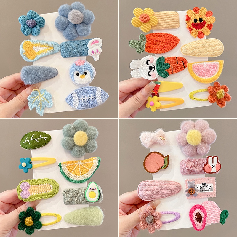 Bộ Kẹp Tóc Lông Nhung Phong Cách Thời Trang Hàn Quốc Dành Cho Bé