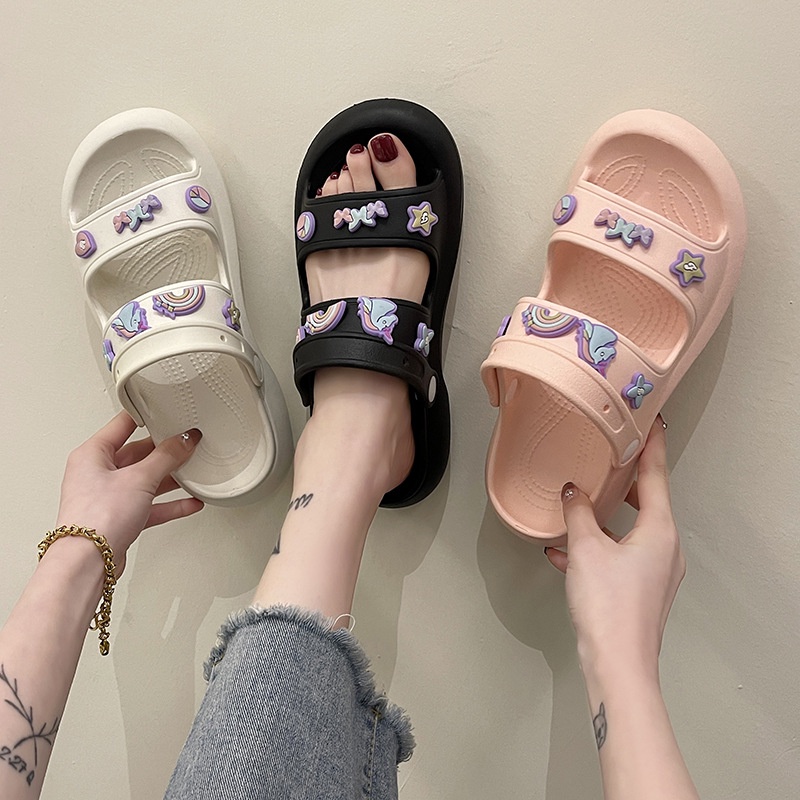 Dép Sandal Đế Dày 4cm Chống Trượt Thời Trang Đi Biển Cho Nữ