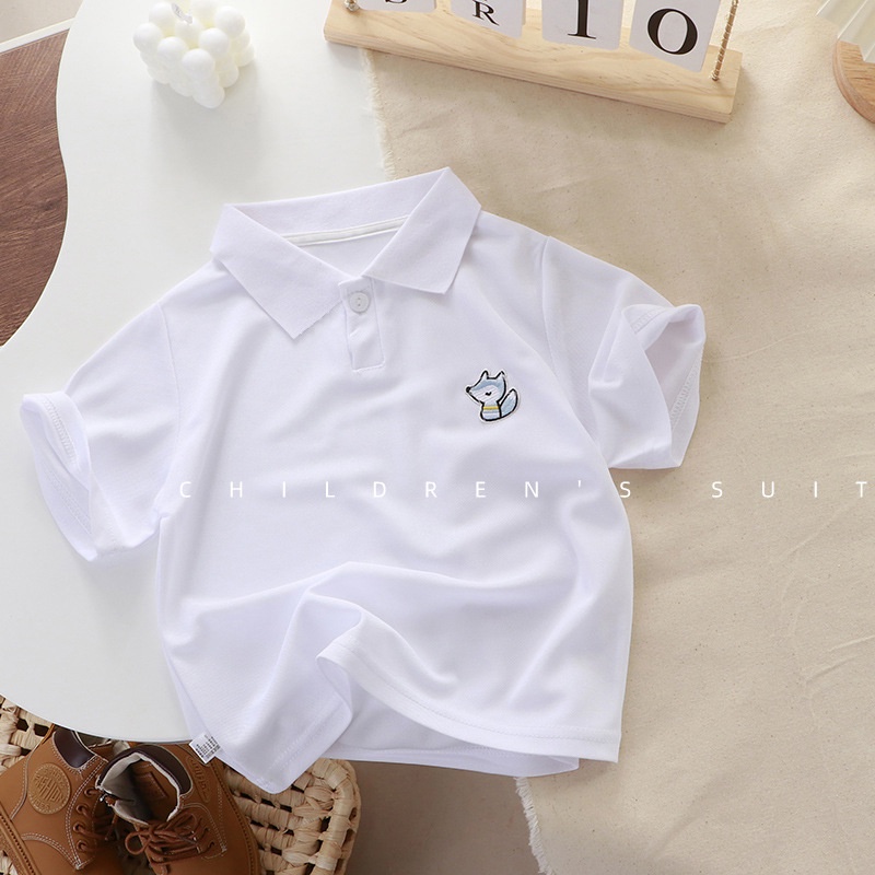 Áo Thun polo Tay Ngắn Màu Trơn Phong Cách Hàn Quốc Thời Trang Mùa Hè Kích Thước 80-160CM