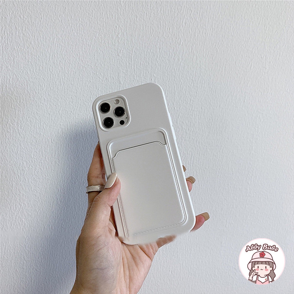 Ốp Điện Thoại Silicon Dẻo Màu Trắng Kèm Ngăn Đựng Thẻ Chống Bụi Bẩn Cho IPhone 14 Pro Max 13 12 11 Pro Max