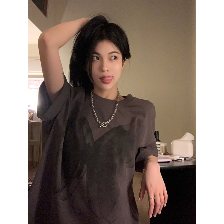 Áo Thun Ngắn Tay Dáng Rộng In Họa Tiết Cá Tính Theo Phong Cách Mùa Hè