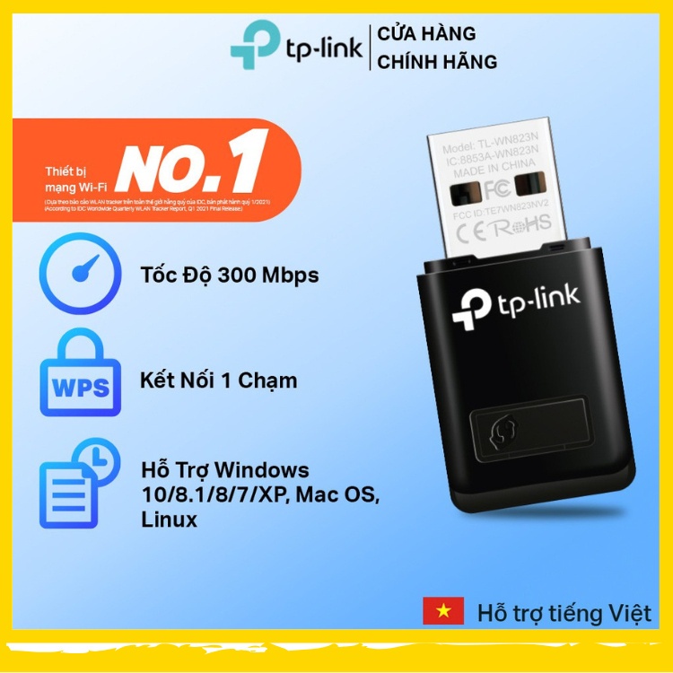 Usb Thu Wifi Tp-Link TL-WN823N Chuẩn N 300Mbps - Hàng Chính Hãng
