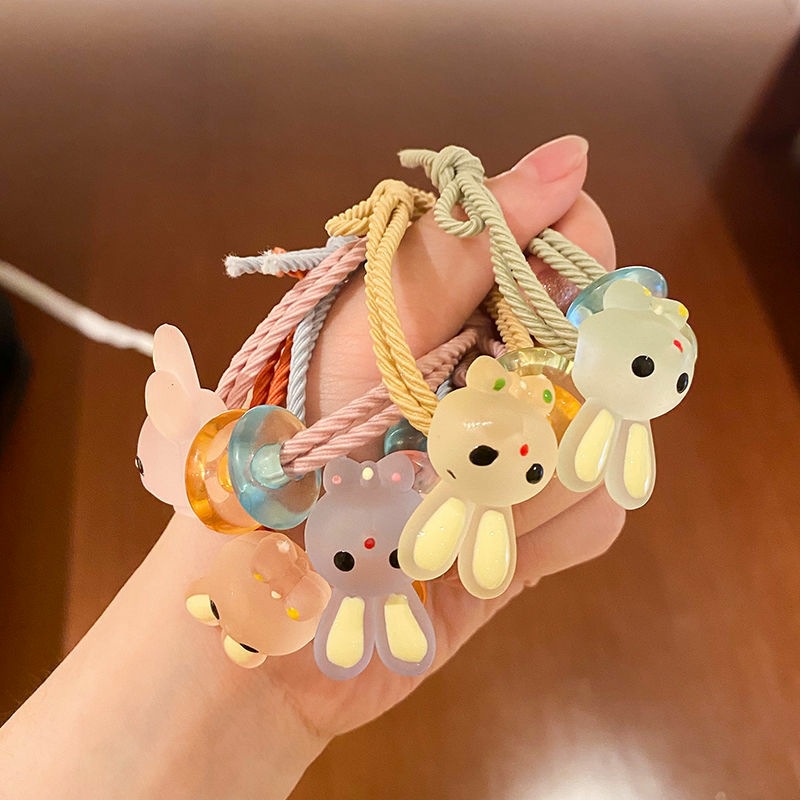 1 Dây Cột Tóc Co Giãn Hình Thỏ Hoạt Hình Phong Cách Hàn Quốc Ngọt Ngào Cho Bé Gái