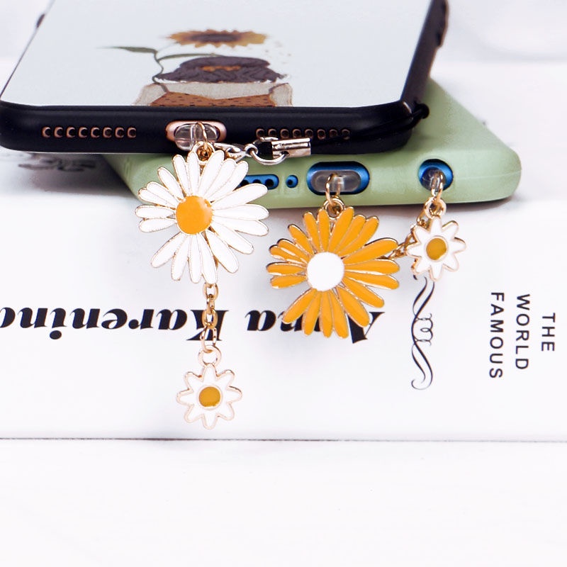 Nút Cắm Chống Bụi Cho Cổng Sạc Điện Thoại Di Động diy Hình Hoa Cúc Nhỏ Thông Dụng