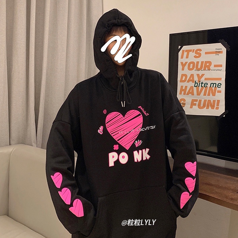 Hàng Có Sẵn Áo Hoodie Unisex Oversize Phong Cách Hàn Quốc