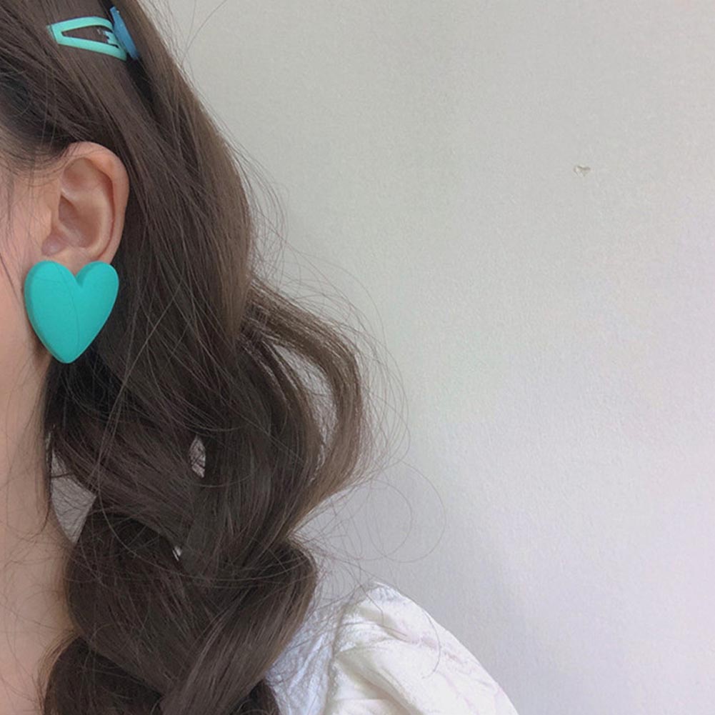 Khuyên Tai Acrylic Hình Trái Tim Màu Sắc Macaron Xinh Xắn