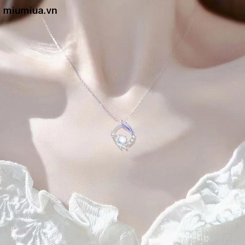 miumiuaVòng cổ Mặt Lông Vũ Bằng Bạc sterling Không Phai Sang Trọng Nhẹ Nhàng Làm Quà Tặng Sinh Nhật Cho Nữ