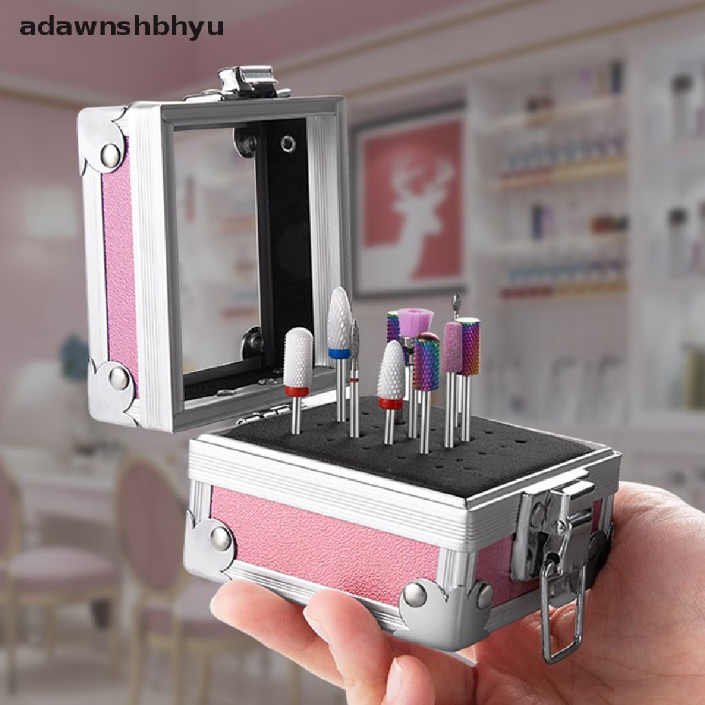 Hộp Kim Loại 25 Lỗ Đựng Đầu Mài Móng Tay Tiện Dụng