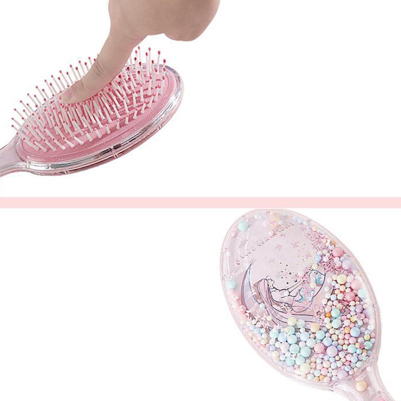 Lược Chải Tóc Hình Oval Cán Dài Màu Cầu Vồng Dễ Thương