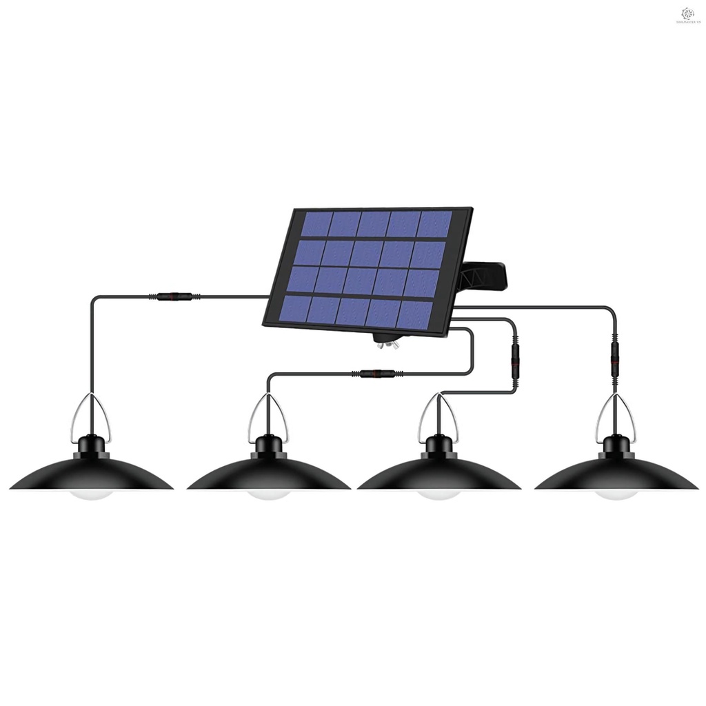Đèn LED Treo Trần 4 Đầu Sử Dụng Năng Lượng Mặt Trời Chống Thấm Nước Có Thể Sạc Lại