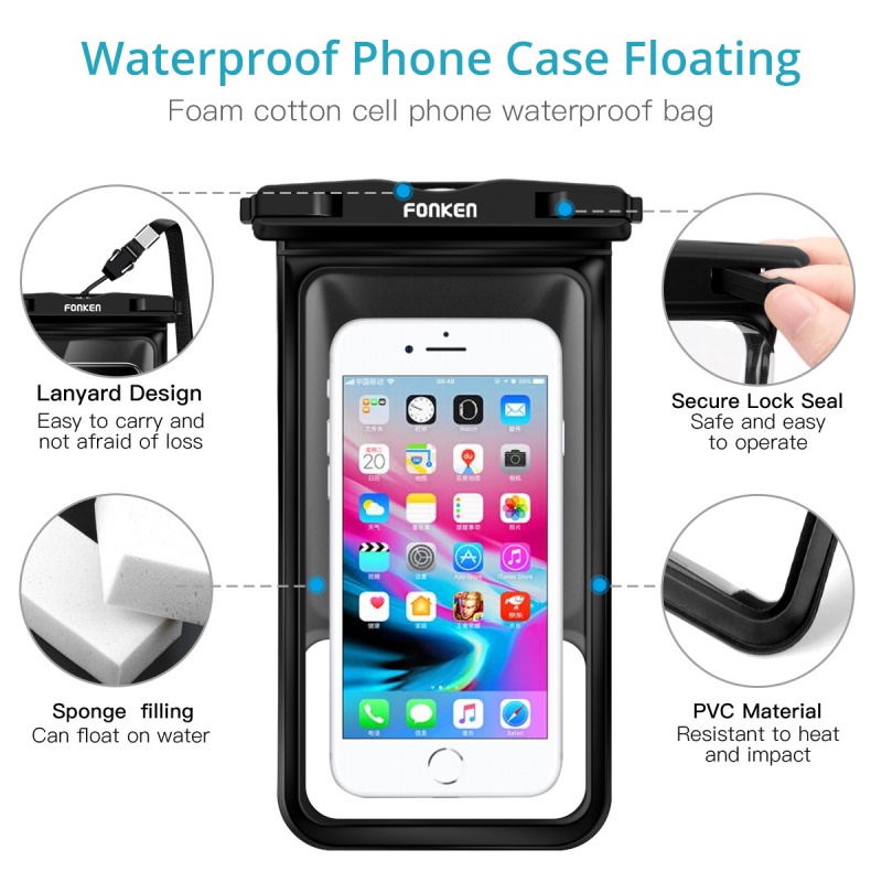 Túi đựng điện thoại FONKEN chống thấm nước kiểu phao nổi dành cho đi bơi