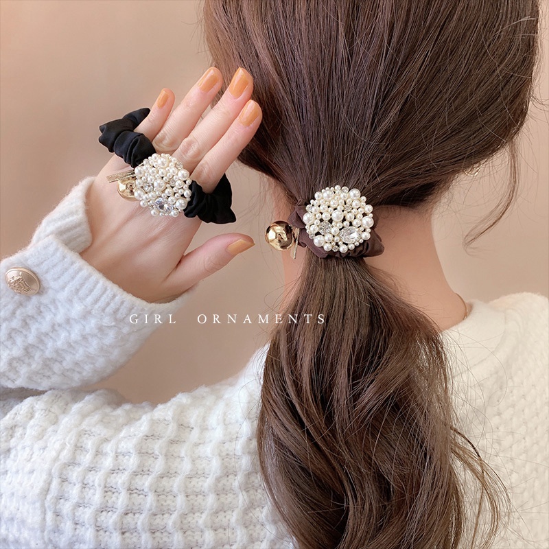 Dây Cột Tóc Đính Đá Ngọc Trai Phong Cách Mới Đơn Giản Thời Trang Xuân Hè Cho Nữ