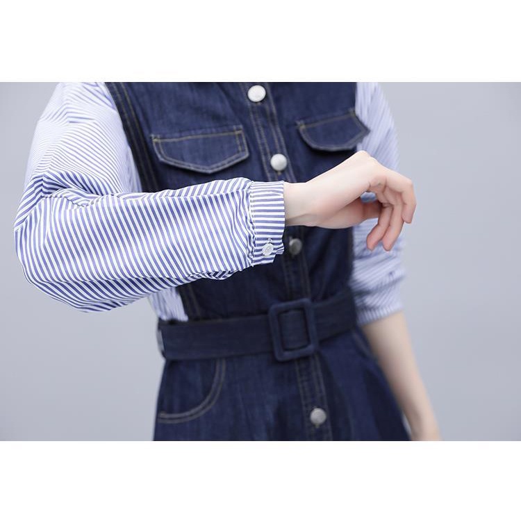 Chân váy jean Họa Tiết Kẻ Sọc Thời Trang