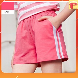 Quần đùi cho bé gái size đại 6-11 tuổi vải cotton thêu kitty và thỏ kẻ sọc co giãn thấm hút mồ hôi