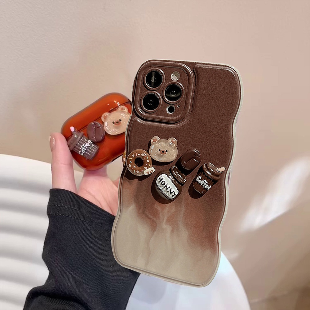 Ốp Điện Thoại TPU Mềm Hình Gấu 3D Màu Gradient Cho IPhone 11 12 13 14 Pro Max 14 Plus 1 / 2 / 3 / Pro