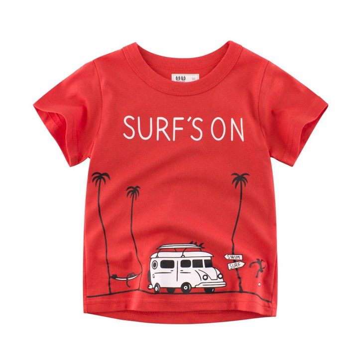 Áo Thun Cotton Tay Ngắn In Hình Xe Hơi Hoạt Hình 3D 4 Màu Thời Trang Mùa Hè Dành Cho Trẻ Em