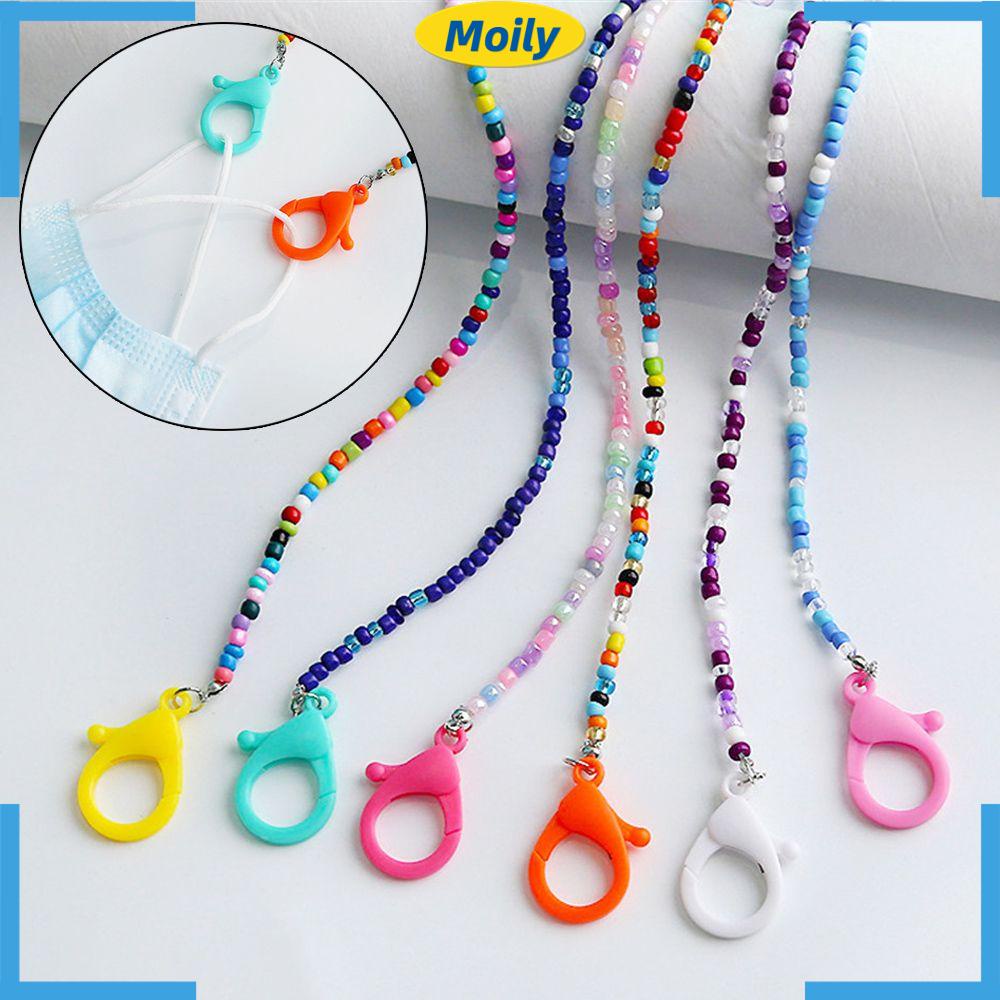 Dây đeo giữ khẩu trang đính hạt bằng acrylic chống thất lạc nhiều màu sắc kiểu dáng thời trang cho bé