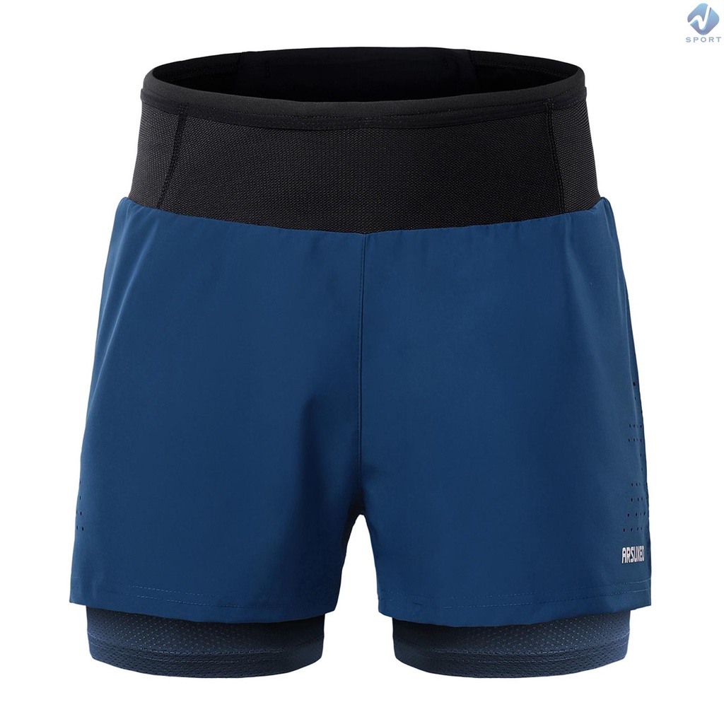 Quần Short Thể Thao Lưng Cao 2 Trong 1 Có Túi Thời Trang Cho Nam