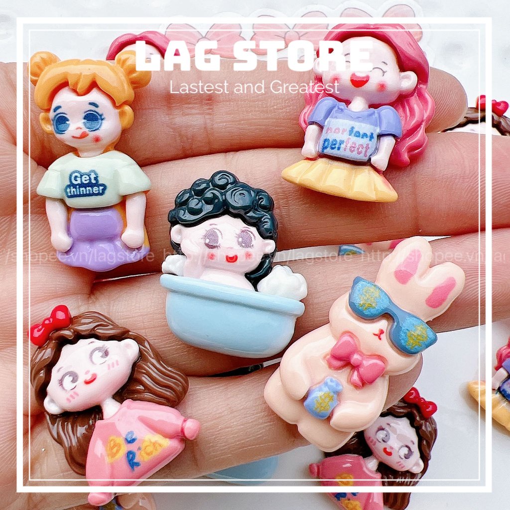Charm trang trí hình cô gái đáng yêu | charm slime deco điện thoại kẹp tóc DIY