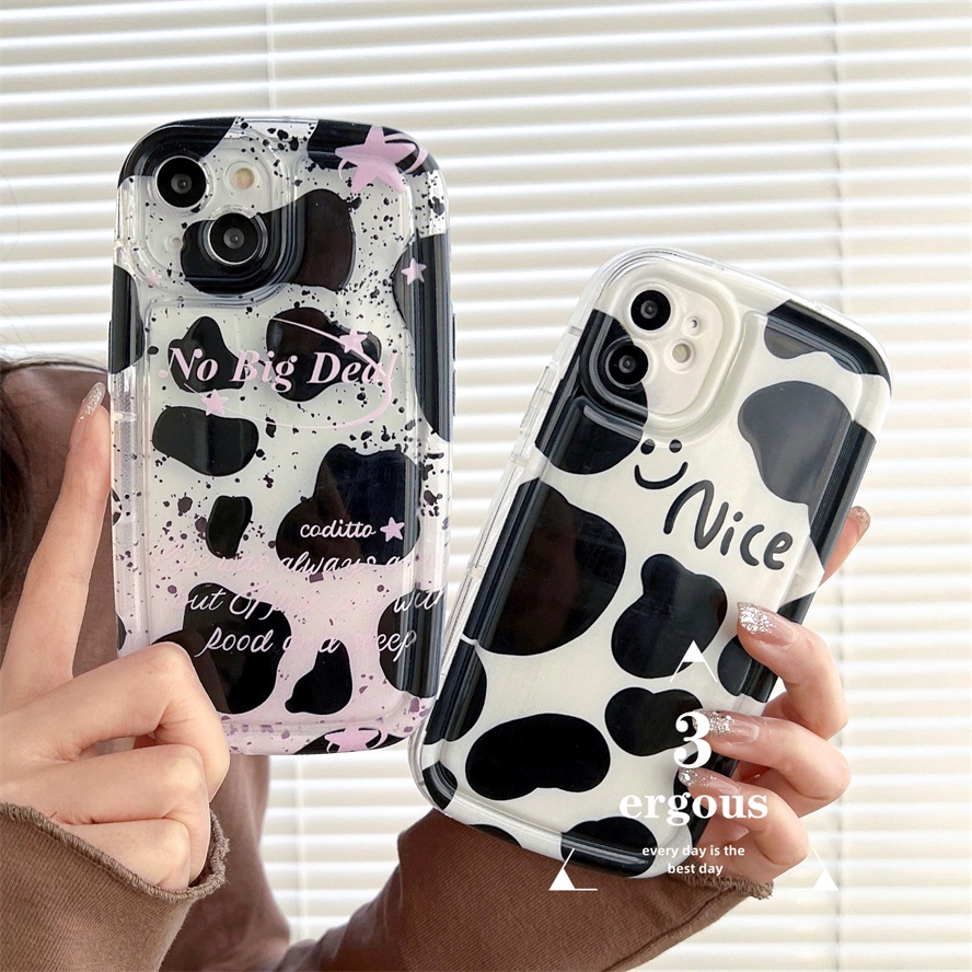 Ốp Điện Thoại TPU Mềm Đệm Khí In Hình Bò Sữa Cho iPhone 14 13 12 11 Pro Max SE2020 X XR Xs Max 7 8 Plus