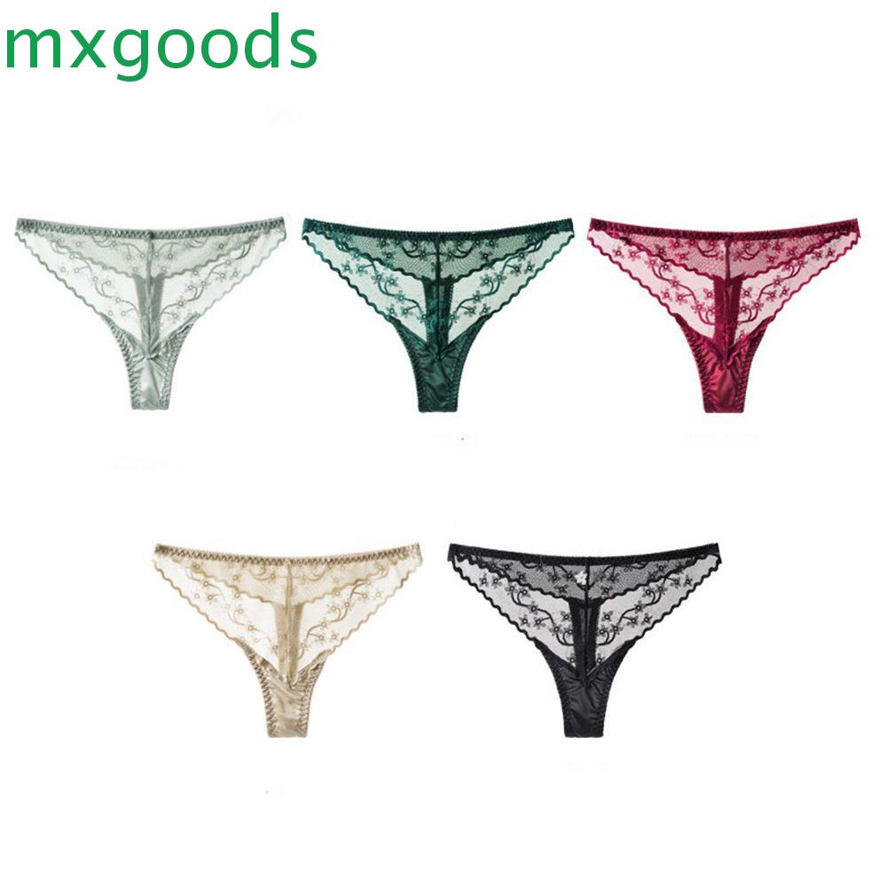 Quần lót lưng thấp bằng lụa lạnh phối ren thoáng khí thoải mái thời trang Hàn Quốc cho nữ