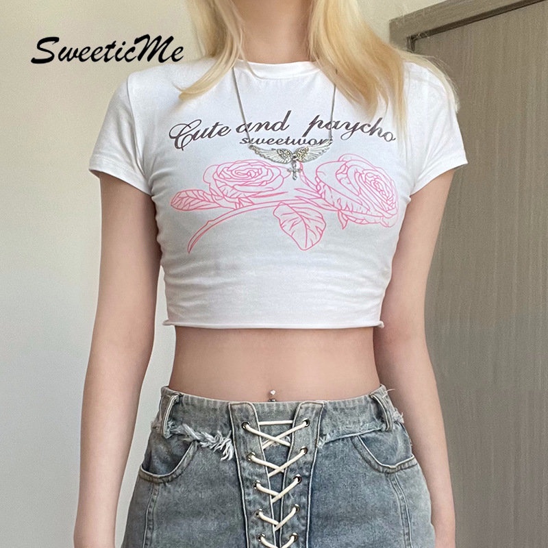 Áo Thun Tay Ngắn Dáng Ôm In Họa Tiết Thời Trang Mùa Hè 2023 Cho Nữ