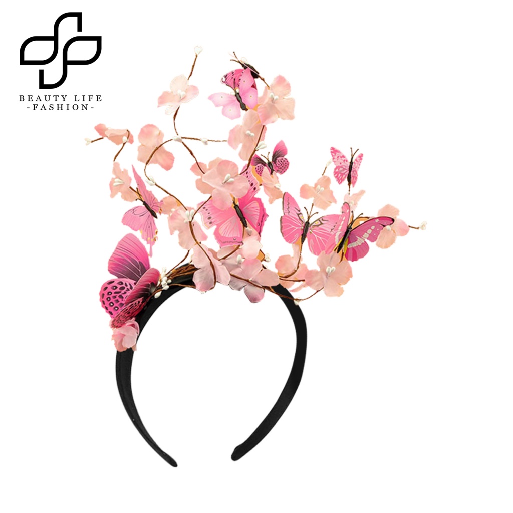 Băng Đô Cài Tóc Bằng Nhựa Họa Tiết Bướm Ba Chiều Sáng Tạo