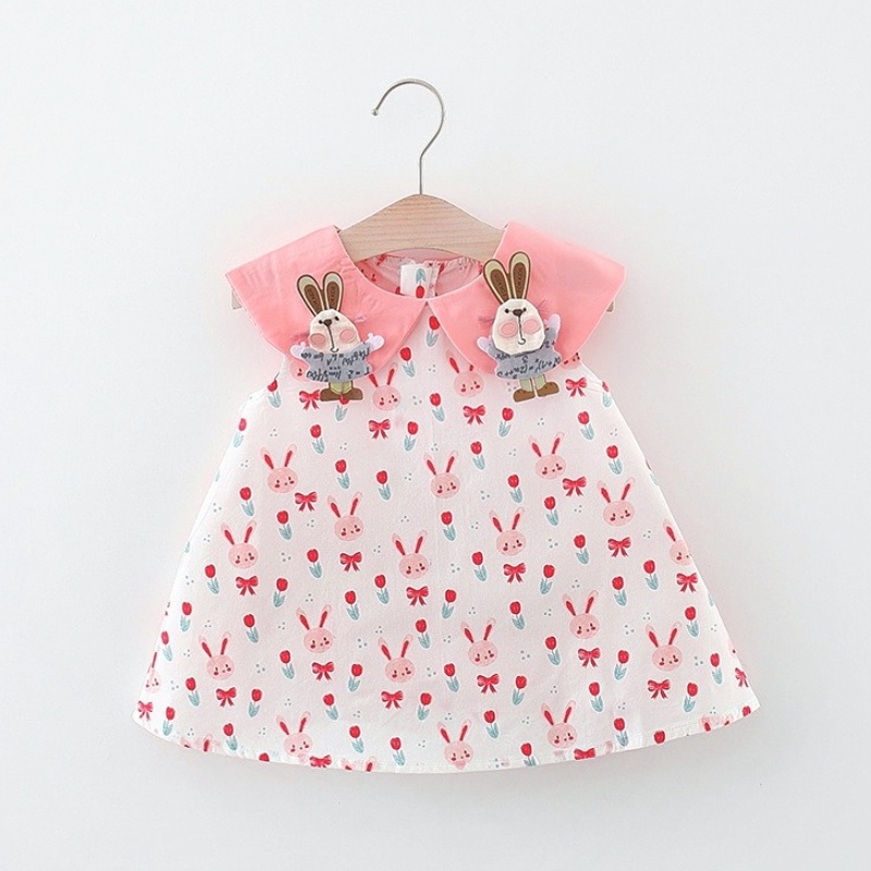 Đầm Cotton In Hình Thỏ Dễ Thương Cho Bé Gái Sơ Sinh