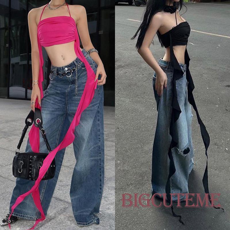 [] - Áo Không Tay Hở Lưng Nhún Bèo Thời Trang Đi Tiệc Mùa Hè Cho Nữ