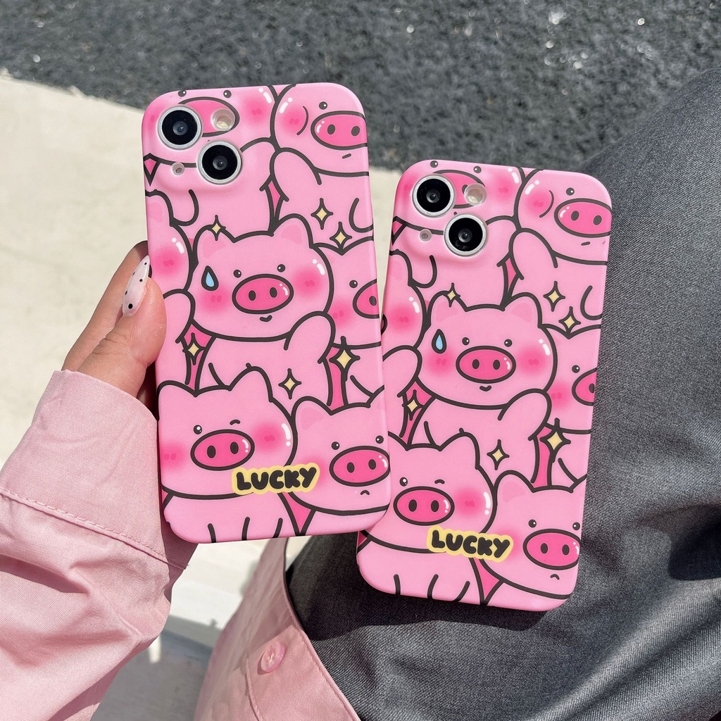 Ốp Điện Thoại Màu Hồng Họa Tiết Chú Heo Dễ Thương Dành Cho Iphone 14 Pro max 13 12 / 11