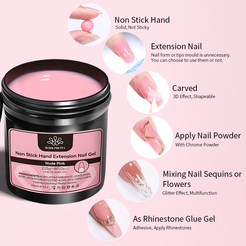 Gel Nối Dài Móng Tay Không Dính 225g BORN PRETTY
